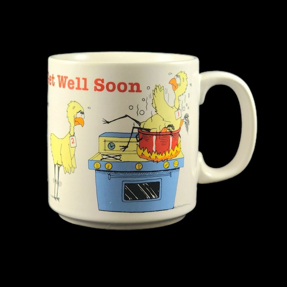 Vintage Get Well Soon Mug Russ Funny Chickens Gift Present Coffee Tea Cup 8oz